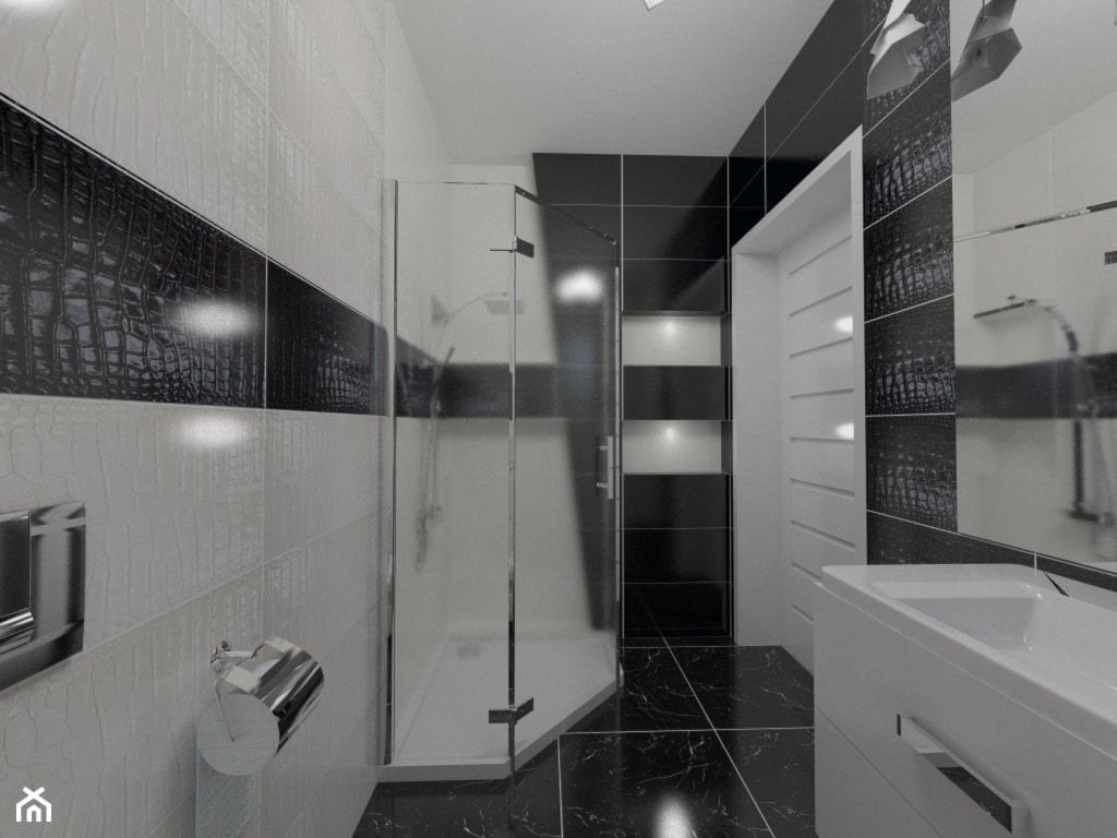 Łazienka w stylu glamour czarno-biała - zdjęcie od Katarzyna Wnęk - Homebook