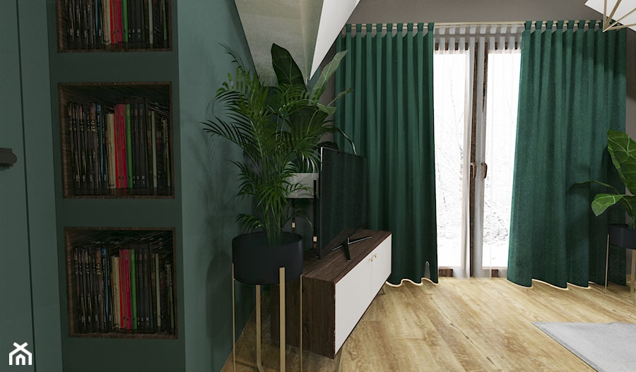 mieszkanie ze szlachetną zielenią - Sypialnia, styl glamour - zdjęcie od Katarzyna Wnęk