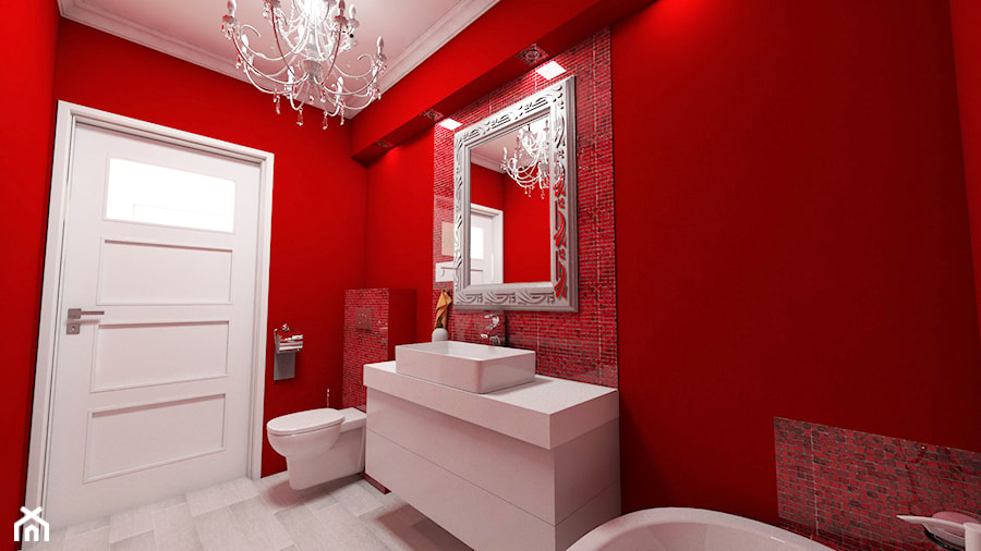 Czerwona łazienka - Łazienka, styl glamour - zdjęcie od Katarzyna Wnęk