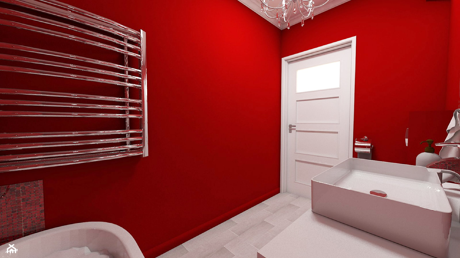 Czerwona łazienka - Łazienka, styl glamour - zdjęcie od Katarzyna Wnęk - Homebook