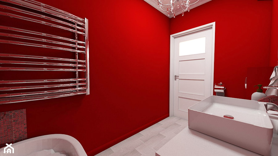 Czerwona łazienka - Łazienka, styl glamour - zdjęcie od Katarzyna Wnęk