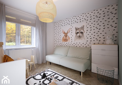 sypialnia dziecka - Średni biały zielony pokój dziecka dla dziecka, styl skandynawski - zdjęcie od JOTKA PROJEKT