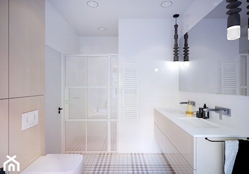 dom prywatny - Duża bez okna z dwoma umywalkami z punktowym oświetleniem łazienka, styl skandynawski - zdjęcie od JOTKA PROJEKT