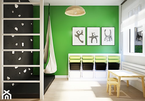 dom prywatny - Średni biały zielony pokój dziecka dla dziecka dla chłopca, styl skandynawski - zdjęcie od JOTKA PROJEKT