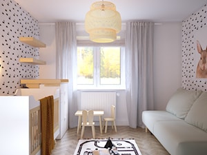 sypialnia dziecka - Średni biały czarny pokój dziecka dla dziecka dla dziewczynki, styl skandynawski - zdjęcie od JOTKA PROJEKT