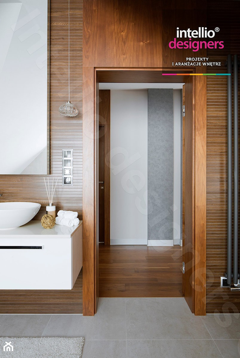 Dom na Podhalu - Mała na poddaszu bez okna z lustrem łazienka, styl glamour - zdjęcie od Intellio designers projekty wnętrz
