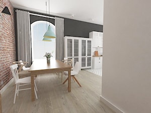 Duża czarna szara jadalnia w salonie - zdjęcie od white interior design