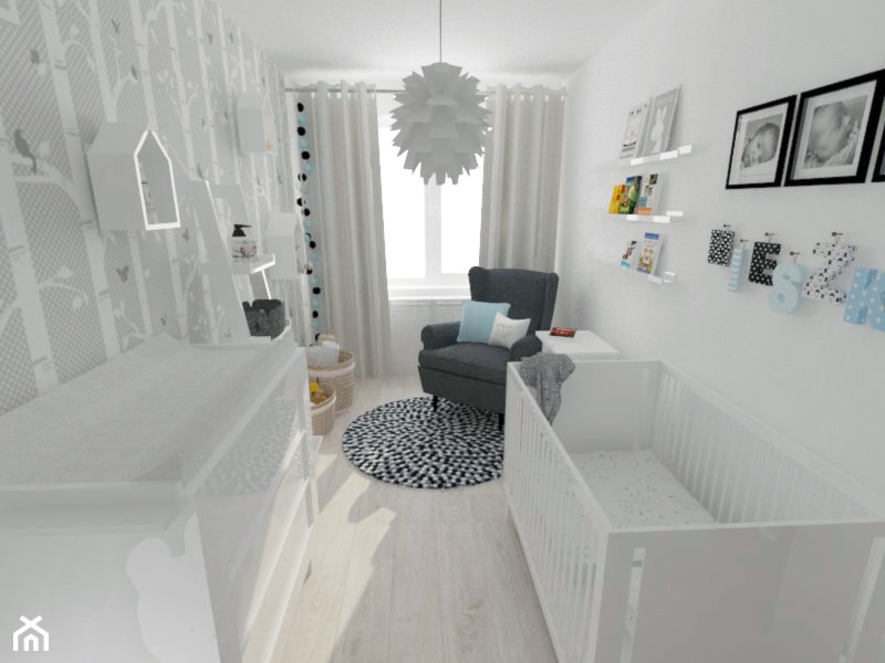 Projekt pokoju dziecięcego - Mały miętowy pokój dziecka dla niemowlaka dla chłopca dla dziewczynki, styl nowoczesny - zdjęcie od white interior design - Homebook