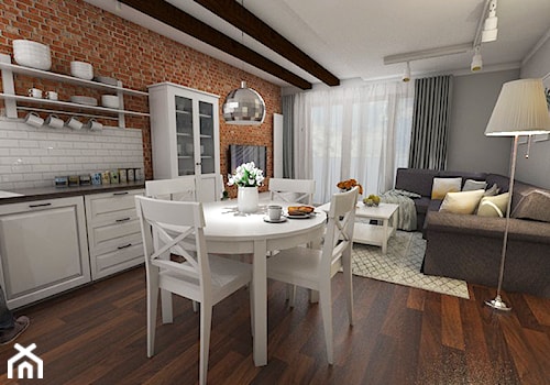 mieszkanie 70 m2 - Duża szara jadalnia w salonie - zdjęcie od white interior design