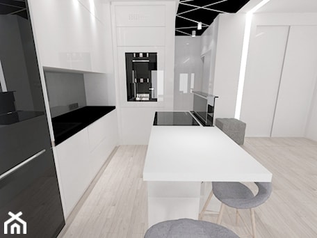 Aranżacje wnętrz - Kuchnia: Meszkanie 45 m2 - Kuchnia, styl minimalistyczny - white interior design. Przeglądaj, dodawaj i zapisuj najlepsze zdjęcia, pomysły i inspiracje designerskie. W bazie mamy już prawie milion fotografii!