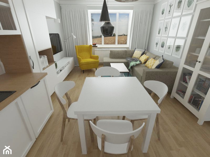 salon z aneksem 21 m2 - Salon - zdjęcie od white interior design