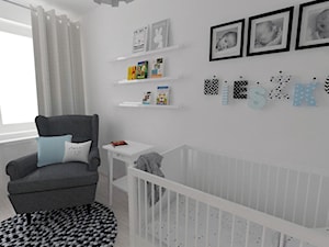 Projekt pokoju dziecięcego - Mały biały pokój dziecka dla niemowlaka dla chłopca, styl nowoczesny - zdjęcie od white interior design
