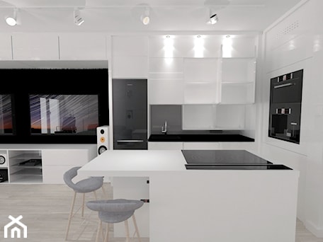 Aranżacje wnętrz - Kuchnia: Meszkanie 45 m2 - Kuchnia, styl minimalistyczny - white interior design. Przeglądaj, dodawaj i zapisuj najlepsze zdjęcia, pomysły i inspiracje designerskie. W bazie mamy już prawie milion fotografii!