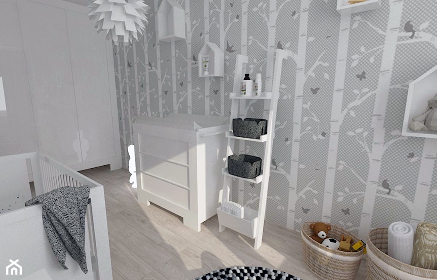 Projekt pokoju dziecięcego - Średni biały szary pokój dziecka dla dziecka dla dziewczynki, styl nowoczesny - zdjęcie od white interior design
