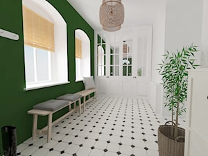 Drugie życie starego domu - Duży biały zielony hol / przedpokój - zdjęcie od white interior design
