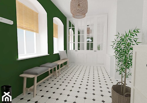 Drugie życie starego domu - Duży biały zielony hol / przedpokój - zdjęcie od white interior design
