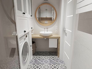 Projekt małego mieszkania - Mała bez okna z pralką / suszarką łazienka - zdjęcie od white interior design