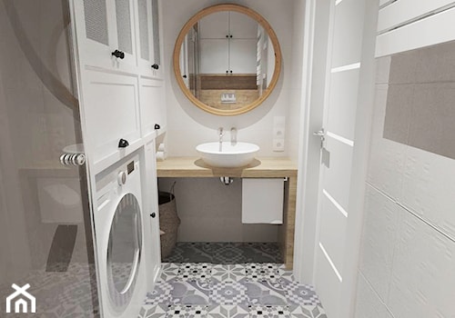 Projekt małego mieszkania - Mała bez okna z pralką / suszarką łazienka - zdjęcie od white interior design