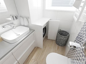 Dom w zabudowie szeregowej - Mała z pralką / suszarką z lustrem łazienka z oknem, styl nowoczesny - zdjęcie od white interior design