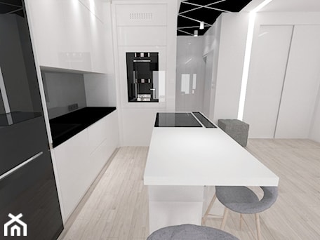 Aranżacje wnętrz - Kuchnia: Meszkanie 45 m2 - Kuchnia, styl minimalistyczny - white interior design. Przeglądaj, dodawaj i zapisuj najlepsze zdjęcia, pomysły i inspiracje designerskie. W bazie mamy już prawie milion fotografii!