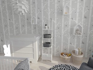 Projekt pokoju dziecięcego - Mały szary pokój dziecka dla niemowlaka dla dziecka dla chłopca dla dziewczynki, styl nowoczesny - zdjęcie od white interior design