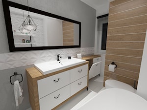 mieszkanie 70 m2 - Mała z lustrem łazienka z oknem, styl nowoczesny - zdjęcie od white interior design