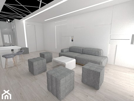 Aranżacje wnętrz - Salon: Meszkanie 45 m2 - Salon, styl minimalistyczny - white interior design. Przeglądaj, dodawaj i zapisuj najlepsze zdjęcia, pomysły i inspiracje designerskie. W bazie mamy już prawie milion fotografii!