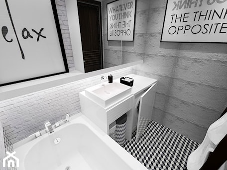 Aranżacje wnętrz - Łazienka: Łazienka Black&White - Łazienka, styl minimalistyczny - white interior design. Przeglądaj, dodawaj i zapisuj najlepsze zdjęcia, pomysły i inspiracje designerskie. W bazie mamy już prawie milion fotografii!