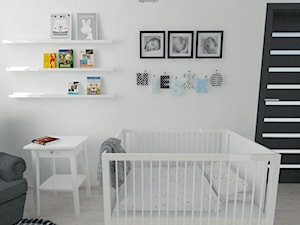 Projekt pokoju dziecięcego - Mały szary pokój dziecka dla niemowlaka dla chłopca dla dziewczynki, styl nowoczesny - zdjęcie od white interior design
