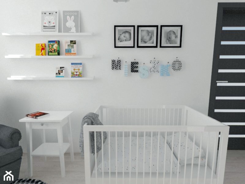 Projekt pokoju dziecięcego - Mały szary pokój dziecka dla niemowlaka dla chłopca dla dziewczynki, styl nowoczesny - zdjęcie od white interior design - Homebook