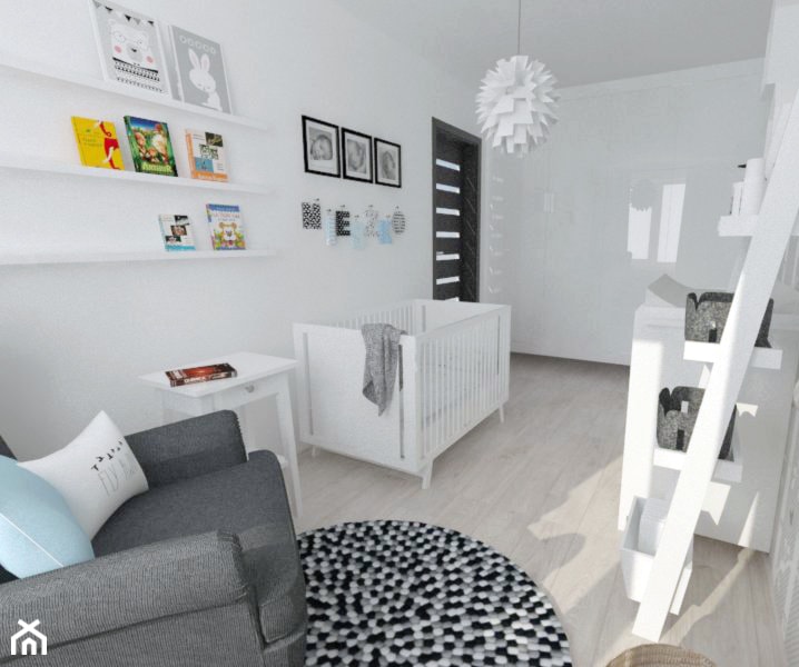 Projekt pokoju dziecięcego - Średni biały pokój dziecka dla niemowlaka dla chłopca dla dziewczynki, styl nowoczesny - zdjęcie od white interior design
