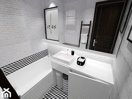 Aranżacje wnętrz - Łazienka: Łazienka Black&White - Łazienka, styl minimalistyczny - white interior design. Przeglądaj, dodawaj i zapisuj najlepsze zdjęcia, pomysły i inspiracje designerskie. W bazie mamy już prawie milion fotografii!