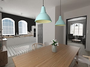 Średnia szara jadalnia w kuchni - zdjęcie od white interior design