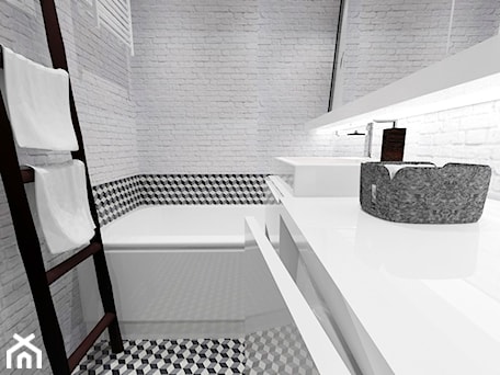 Aranżacje wnętrz - Łazienka: Łazienka Black&White - Łazienka, styl minimalistyczny - white interior design. Przeglądaj, dodawaj i zapisuj najlepsze zdjęcia, pomysły i inspiracje designerskie. W bazie mamy już prawie milion fotografii!