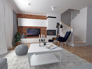Dom w zabudowie szeregowej - Duży szary salon, styl skandynawski - zdjęcie od white interior design