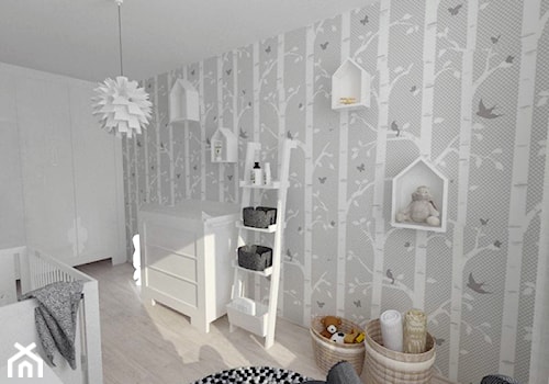 Projekt pokoju dziecięcego - Średni szary pokój dziecka dla niemowlaka dla dziecka dla chłopca dla dziewczynki, styl nowoczesny - zdjęcie od white interior design