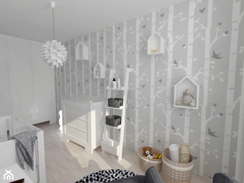 Projekt pokoju dziecięcego - Średni szary pokój dziecka dla niemowlaka dla dziecka dla chłopca dla d ... - zdjęcie od white interior design - Homebook