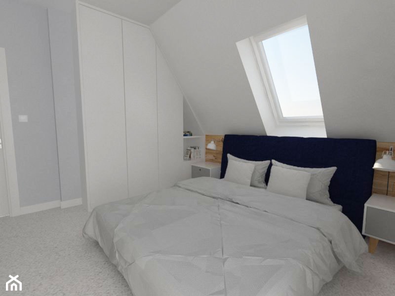 dom_kazmierz - Średnia biała sypialnia na poddaszu, styl nowoczesny - zdjęcie od white interior design