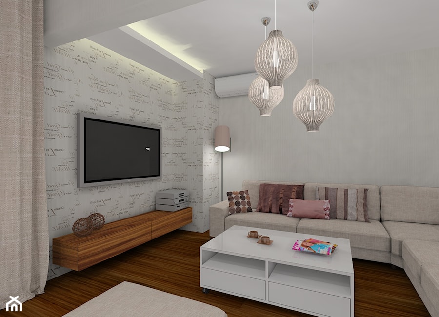 Przytulne mieszkanie - Średni biały salon, styl nowoczesny - zdjęcie od MKdezere
