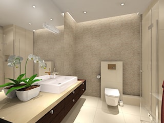 Projekt łazienki z mozaiką  z trawertynu