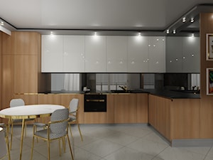 Salon z kuchnią Apartamentu LUX - zdjęcie od DESCAD - Pracownia Projektowa Wnętrz i Mebli