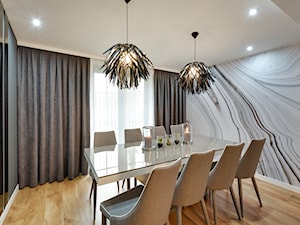 Salon - Duża biała czarna szara jadalnia jako osobne pomieszczenie, styl nowoczesny - zdjęcie od Klaudia Lubszczyk