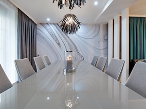 Salon - Duża biała jadalnia jako osobne pomieszczenie, styl nowoczesny - zdjęcie od Klaudia Lubszczyk