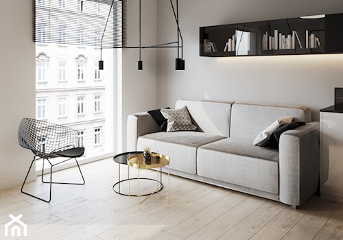 Mieszkanie 2 - Mały biały salon, styl minimalistyczny - zdjęcie od Pogotowie Wnętrzarskie