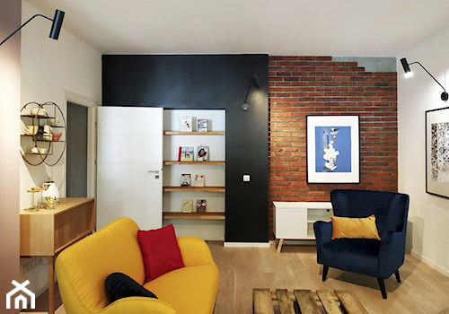Pokój dla szkoły językowej - Średnie w osobnym pomieszczeniu z sofą białe czarne biuro, styl nowoczesny - zdjęcie od Pogotowie Wnętrzarskie