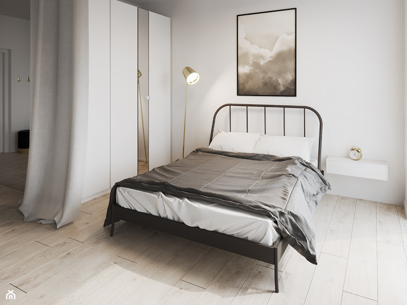 Mieszkanie 2 - Średnia biała sypialnia, styl minimalistyczny - zdjęcie od Pogotowie Wnętrzarskie - Homebook