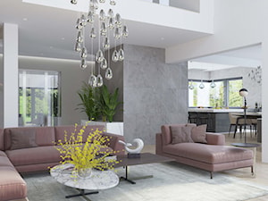 salon z różową sofą - zdjęcie od MIKOŁAJSKAstudio