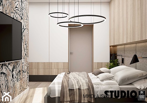 Apartament nr 333 - Średnia beżowa biała sypialnia, styl nowoczesny - zdjęcie od MIKOŁAJSKAstudio