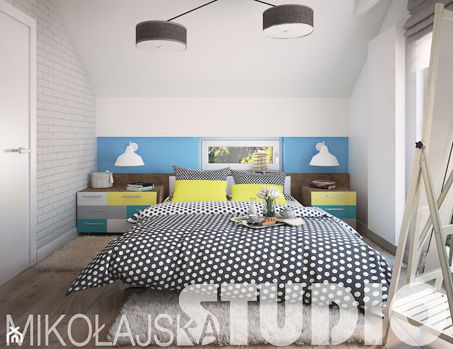 bedroom desoign blue yellow grey - zdjęcie od MIKOŁAJSKAstudio