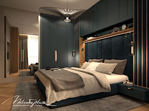 Głębia intensywnych odcieni - Duża zielona sypialnia, styl nowoczesny - zdjęcie od MIKOŁAJSKAstudio